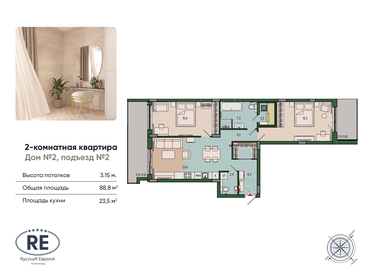 85 м², 2-комнатная квартира 14 300 000 ₽ - изображение 95