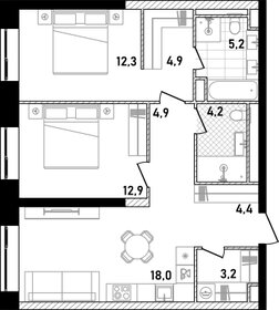 57,4 м², 2-комнатные апартаменты 34 500 000 ₽ - изображение 100