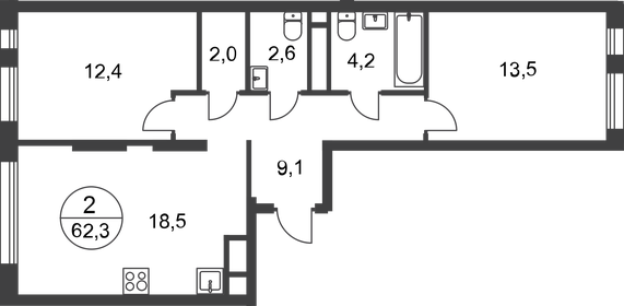 61,8 м², 2-комнатная квартира 17 101 698 ₽ - изображение 43