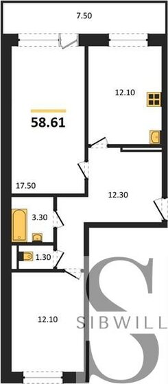 58,6 м², 2-комнатная квартира 6 250 000 ₽ - изображение 15