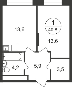 40,8 м², 1-комнатная квартира 11 051 859 ₽ - изображение 1