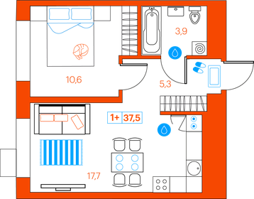 37,2 м², 1-комнатная квартира 4 200 000 ₽ - изображение 118