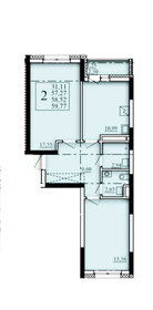 Квартира 58,5 м², 2-комнатная - изображение 1
