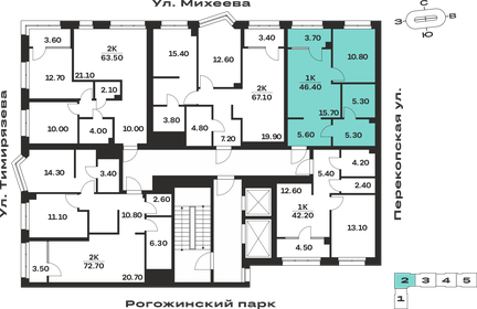 Квартира 46,4 м², 1-комнатная - изображение 2