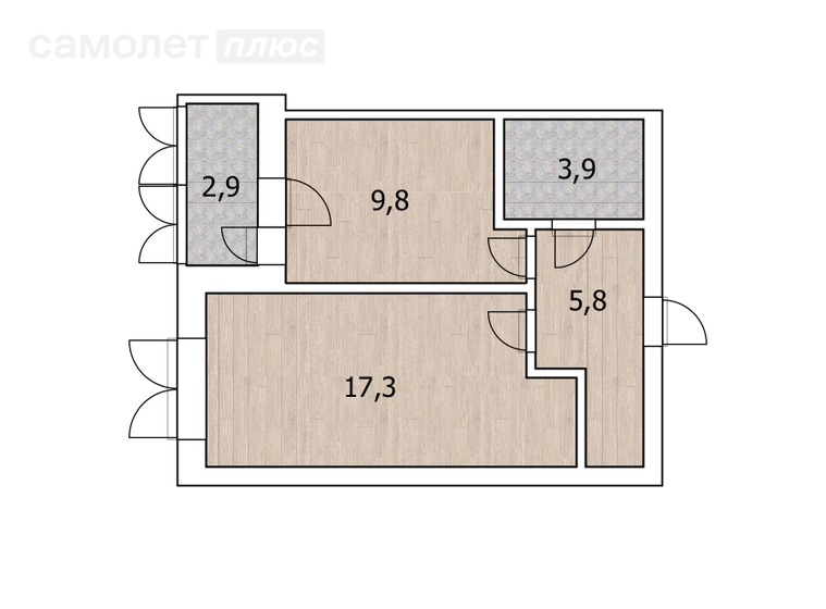 38,3 м², 1-комнатная квартира 5 600 000 ₽ - изображение 1