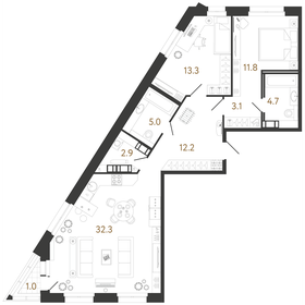 Квартира 85,3 м², 2-комнатная - изображение 1