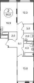 Квартира 64 м², 2-комнатная - изображение 1