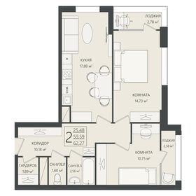 61,8 м², 2-комнатная квартира 9 206 710 ₽ - изображение 10
