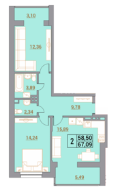 67 м², 3-комнатная квартира 6 600 000 ₽ - изображение 39