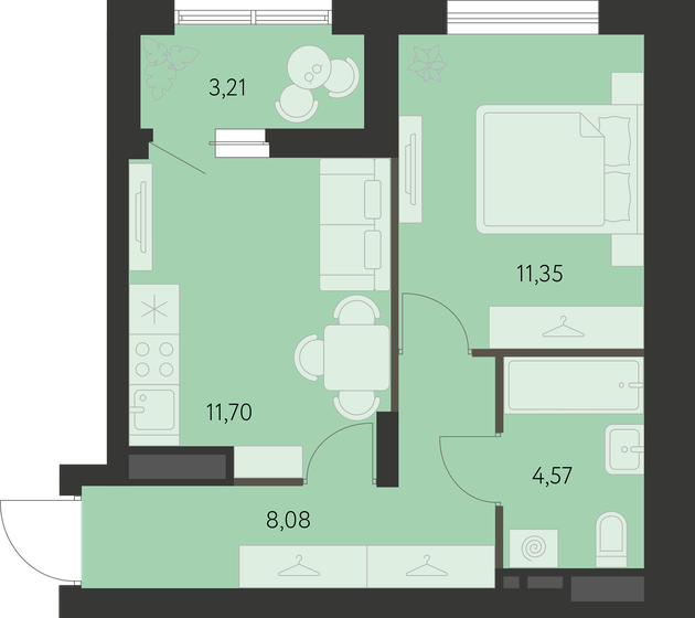 37,1 м², 1-комнатная квартира 5 273 000 ₽ - изображение 1