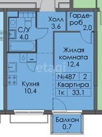 Квартира 33,1 м², 1-комнатная - изображение 1