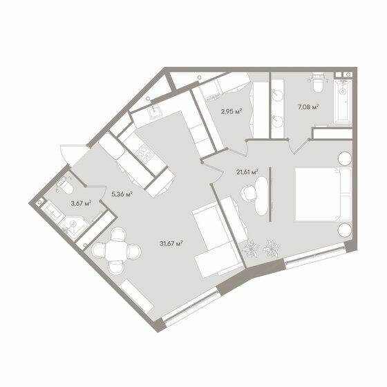 72,3 м², 2-комнатные апартаменты 69 952 784 ₽ - изображение 1