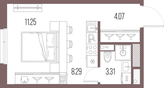 26,6 м², квартира-студия 9 077 420 ₽ - изображение 12