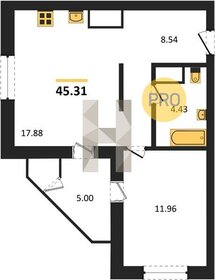 Квартира 45,3 м², 1-комнатная - изображение 1