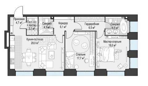 Квартира 94,5 м², 3-комнатная - изображение 1