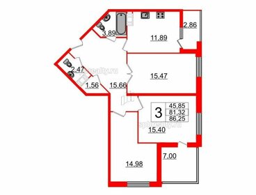 Квартира 86,8 м², 3-комнатная - изображение 1