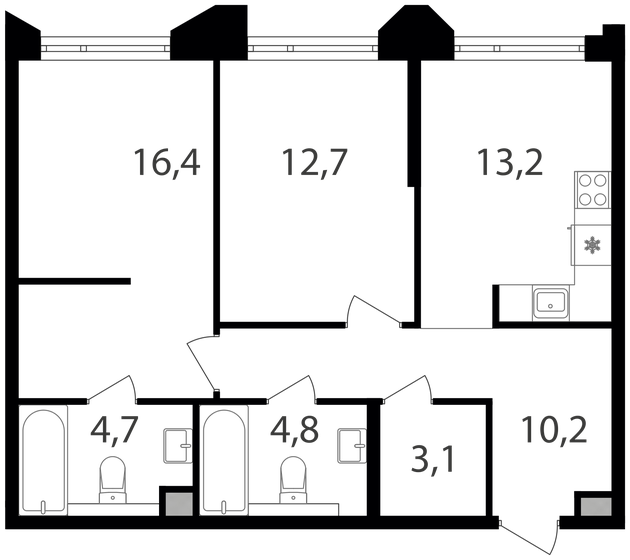 65,1 м², 2-комнатная квартира 26 144 160 ₽ - изображение 1