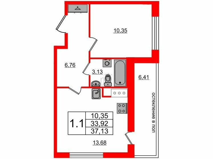33,9 м², 1-комнатная квартира 9 500 144 ₽ - изображение 26