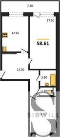 Квартира 58,6 м², 2-комнатная - изображение 1