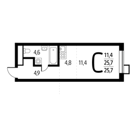 Квартира 25,7 м², студия - изображение 1