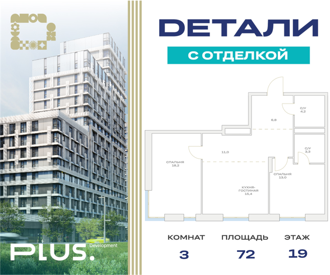 72 м², 3-комнатная квартира 19 500 220 ₽ - изображение 1