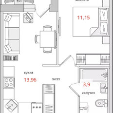 Квартира 34,1 м², 1-комнатная - изображение 2