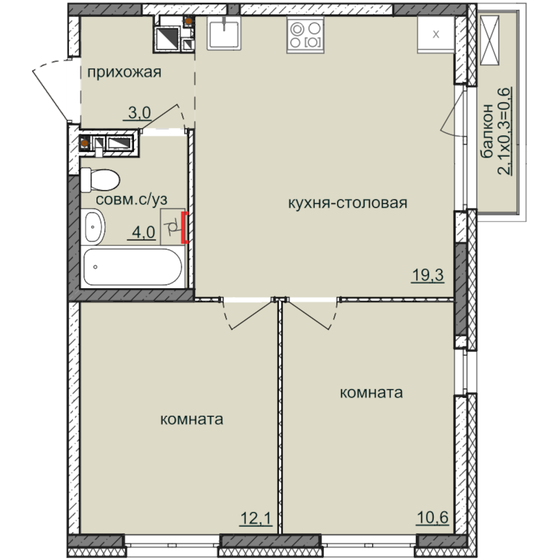 49,6 м², 2-комнатная квартира 4 900 000 ₽ - изображение 19