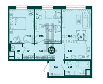 61,6 м², 2-комнатная квартира 8 000 000 ₽ - изображение 29