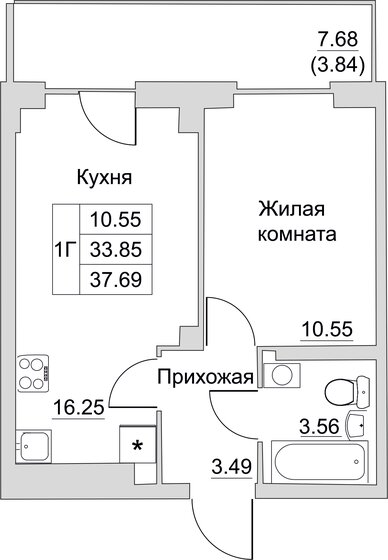 37,7 м², 1-комнатная квартира 2 939 820 ₽ - изображение 1