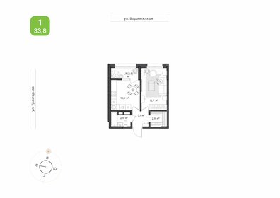 Квартира 33,8 м², 1-комнатная - изображение 1