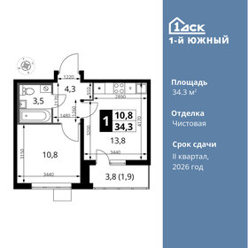 34,4 м², 2-комнатная квартира 7 500 000 ₽ - изображение 51