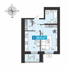 45 м², 1-комнатная квартира 4 250 000 ₽ - изображение 28