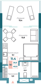 45,6 м², 1-комнатные апартаменты 16 262 898 ₽ - изображение 44