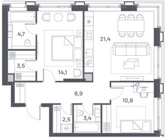 Квартира 69,3 м², 2-комнатная - изображение 1