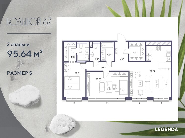 95,6 м², 2-комнатная квартира 38 935 044 ₽ - изображение 1