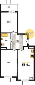 Квартира 58,9 м², 2-комнатная - изображение 1