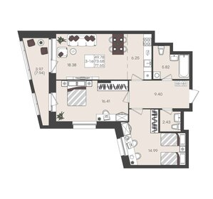 77,7 м², 3-комнатная квартира 13 932 282 ₽ - изображение 61