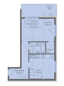 Квартира 51,2 м², 1-комнатная - изображение 1