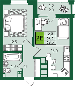 39,4 м², 1-комнатная квартира 4 597 799 ₽ - изображение 51