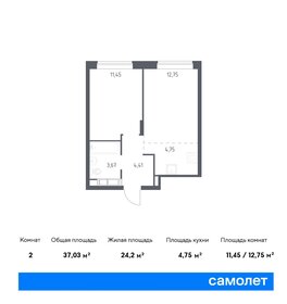 Квартира 37 м², 1-комнатная - изображение 1