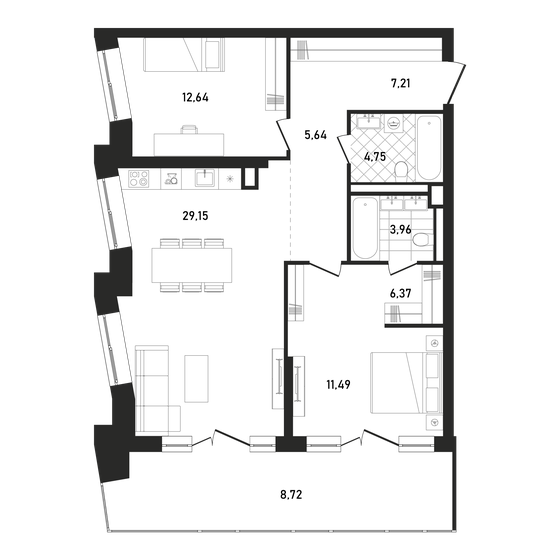 89,9 м², 2-комнатная квартира 76 665 328 ₽ - изображение 1