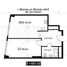 Квартира 68,1 м², 2-комнатная - изображение 1