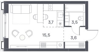 26,3 м², квартира-студия 14 471 624 ₽ - изображение 13