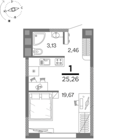 Квартира 25,3 м², 1-комнатная - изображение 1