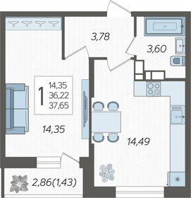 37,7 м², 1-комнатная квартира 5 474 310 ₽ - изображение 21