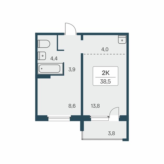 38,5 м², 1-комнатная квартира 5 050 000 ₽ - изображение 1