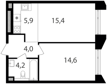 Квартира 44,1 м², 1-комнатная - изображение 1