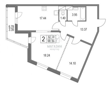 Квартира 71,9 м², 2-комнатная - изображение 1