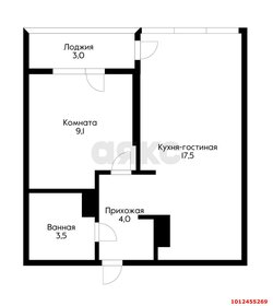 Квартира 37,1 м², 1-комнатная - изображение 1