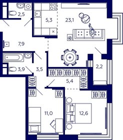 Квартира 76,1 м², 2-комнатная - изображение 1
